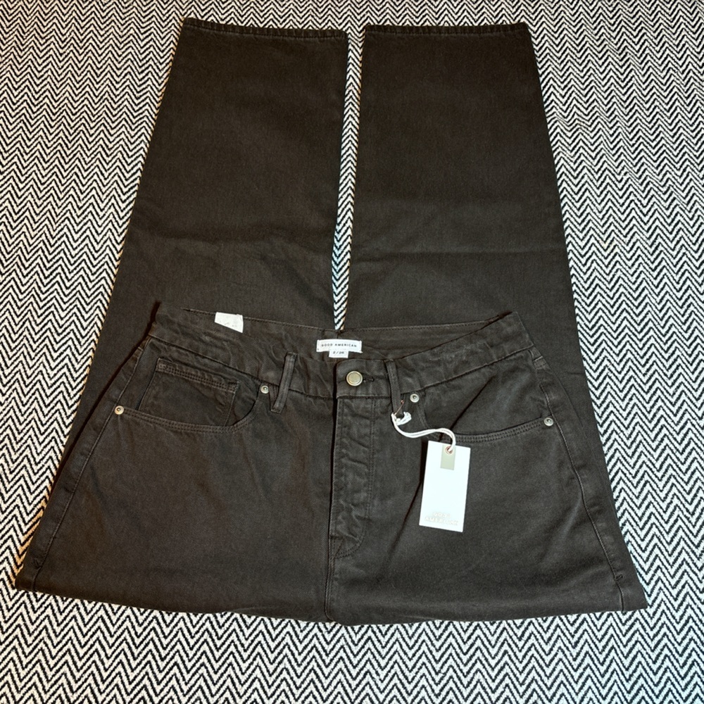 Good American 90’s Duster Brown Jeans Straight Leg | Sz 26| NWT